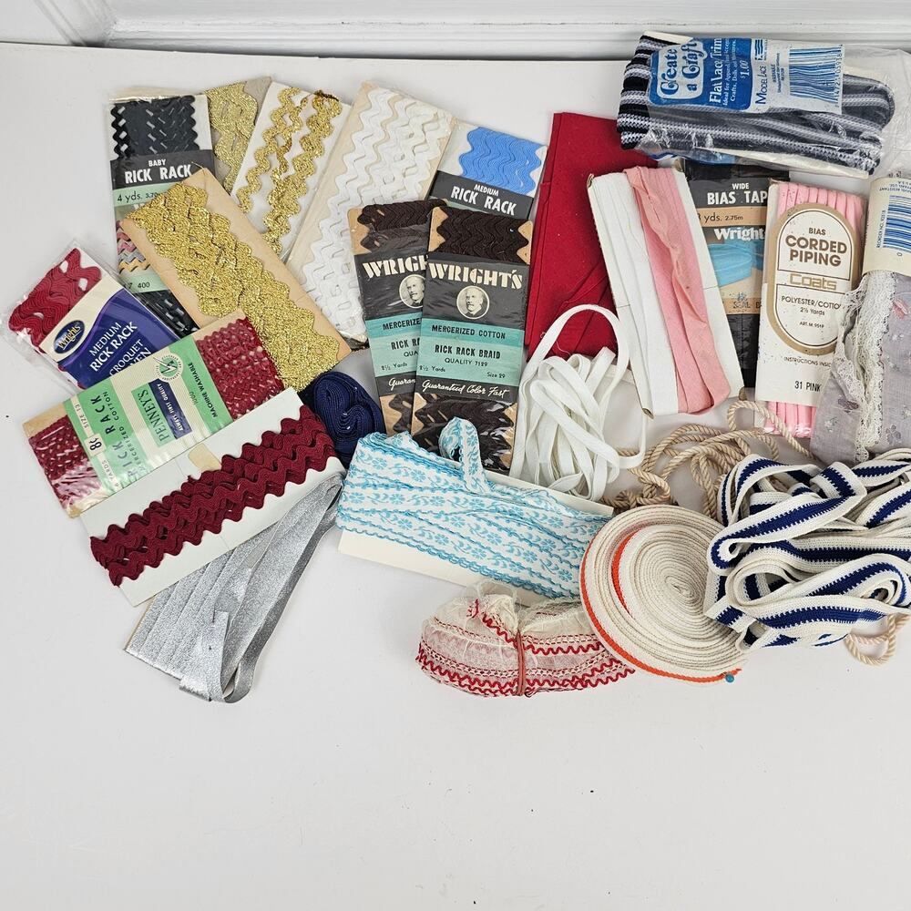 VTG lot ric rac bias tapes ribbons piping sewing trims costumes